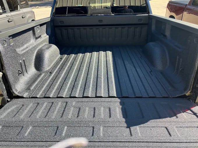 Spray-on bedliner texture close-up