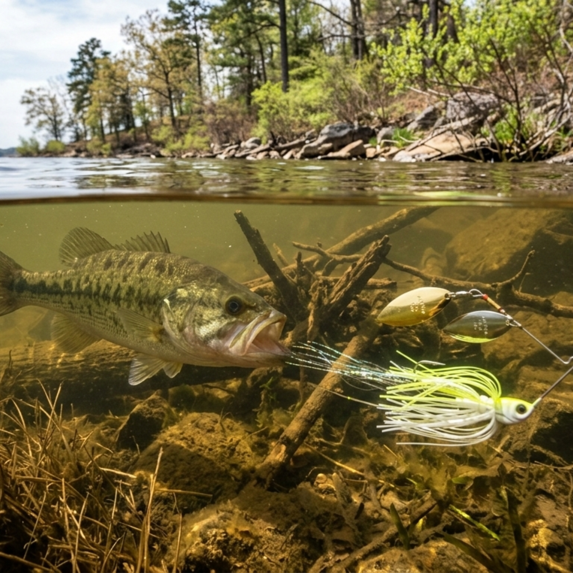 Spinnerbaits for spring bass fishing in Alabama